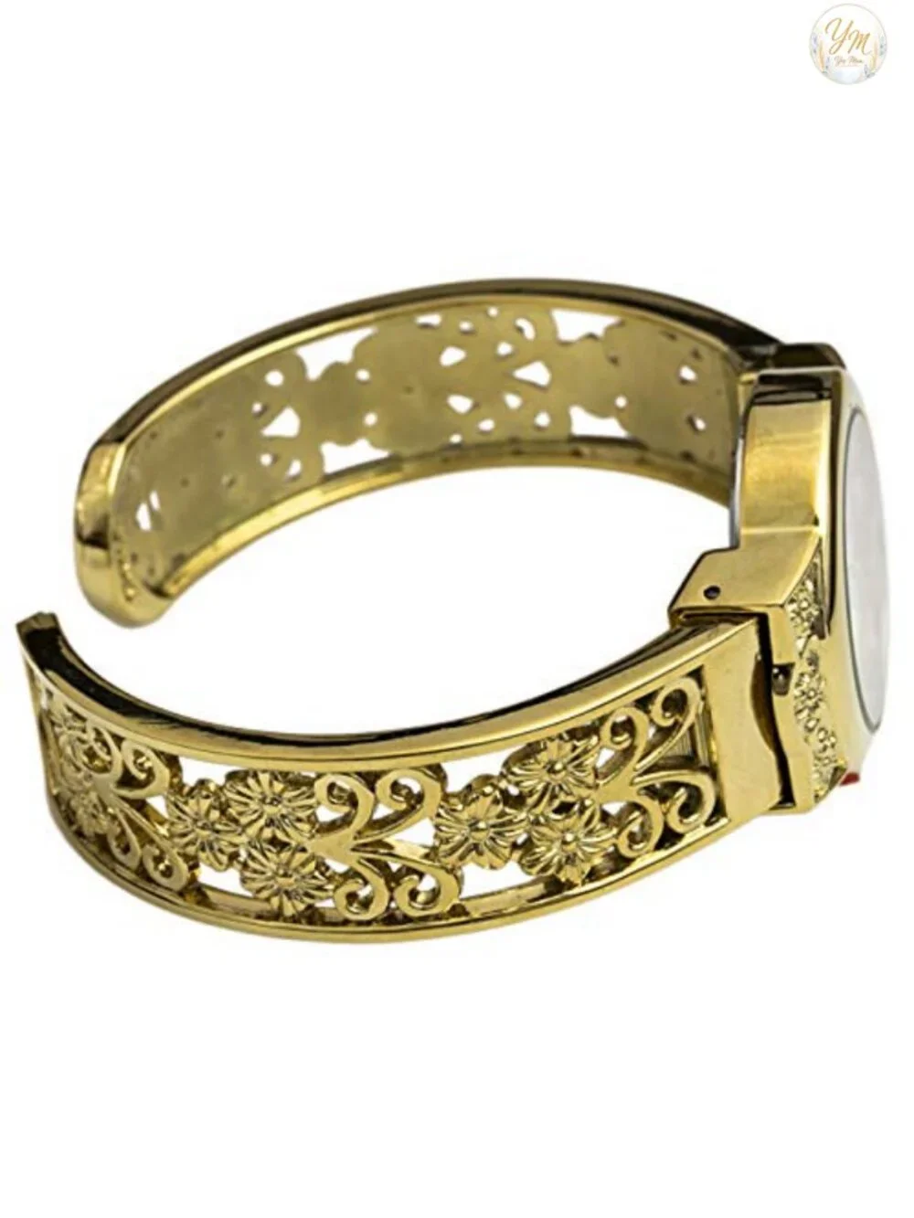 Women's Japanese Quartz Cuff Bangle Watch 28mm Metal Bracelet